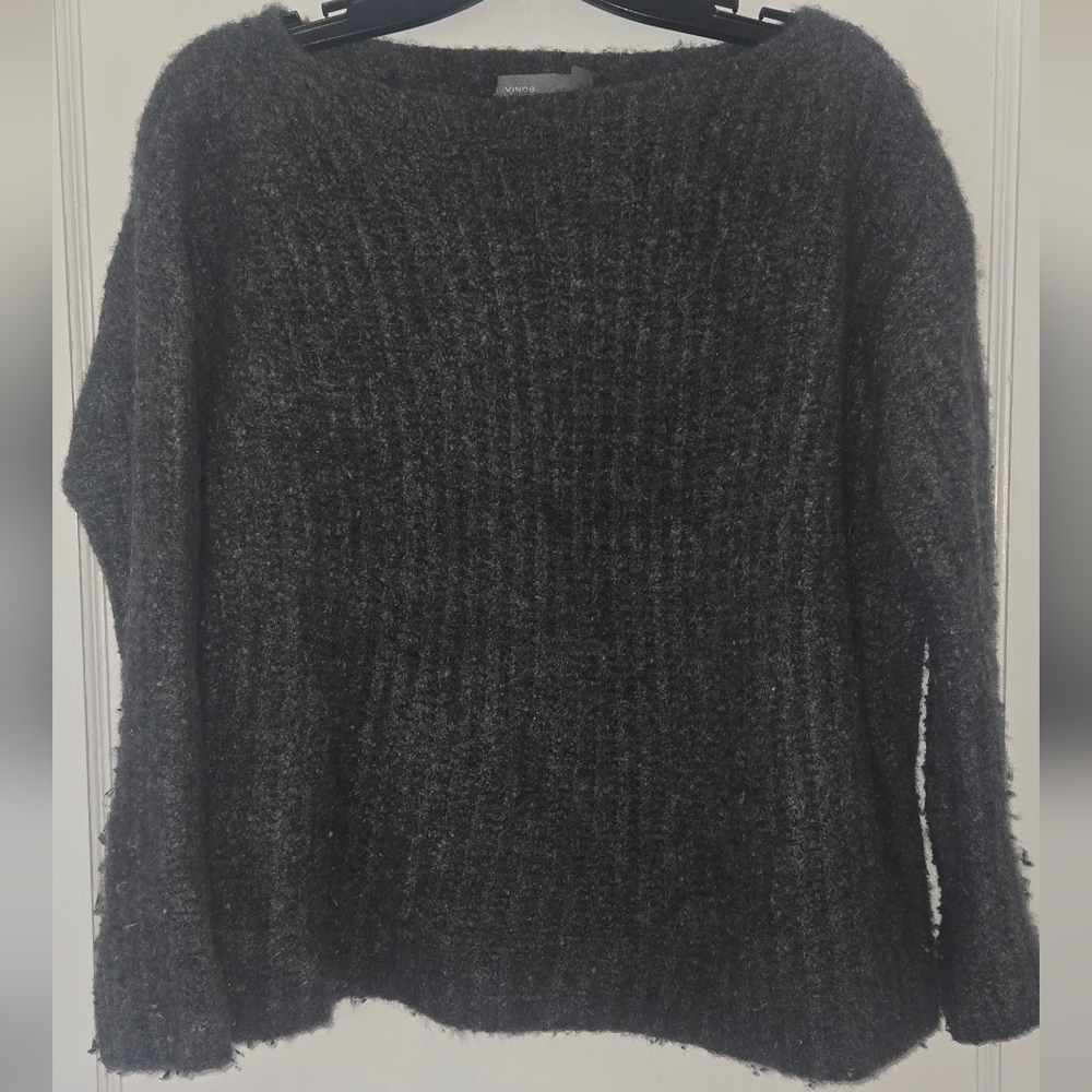 Vince Charcoal Gray Cashmere Blend Boatneck Sweater